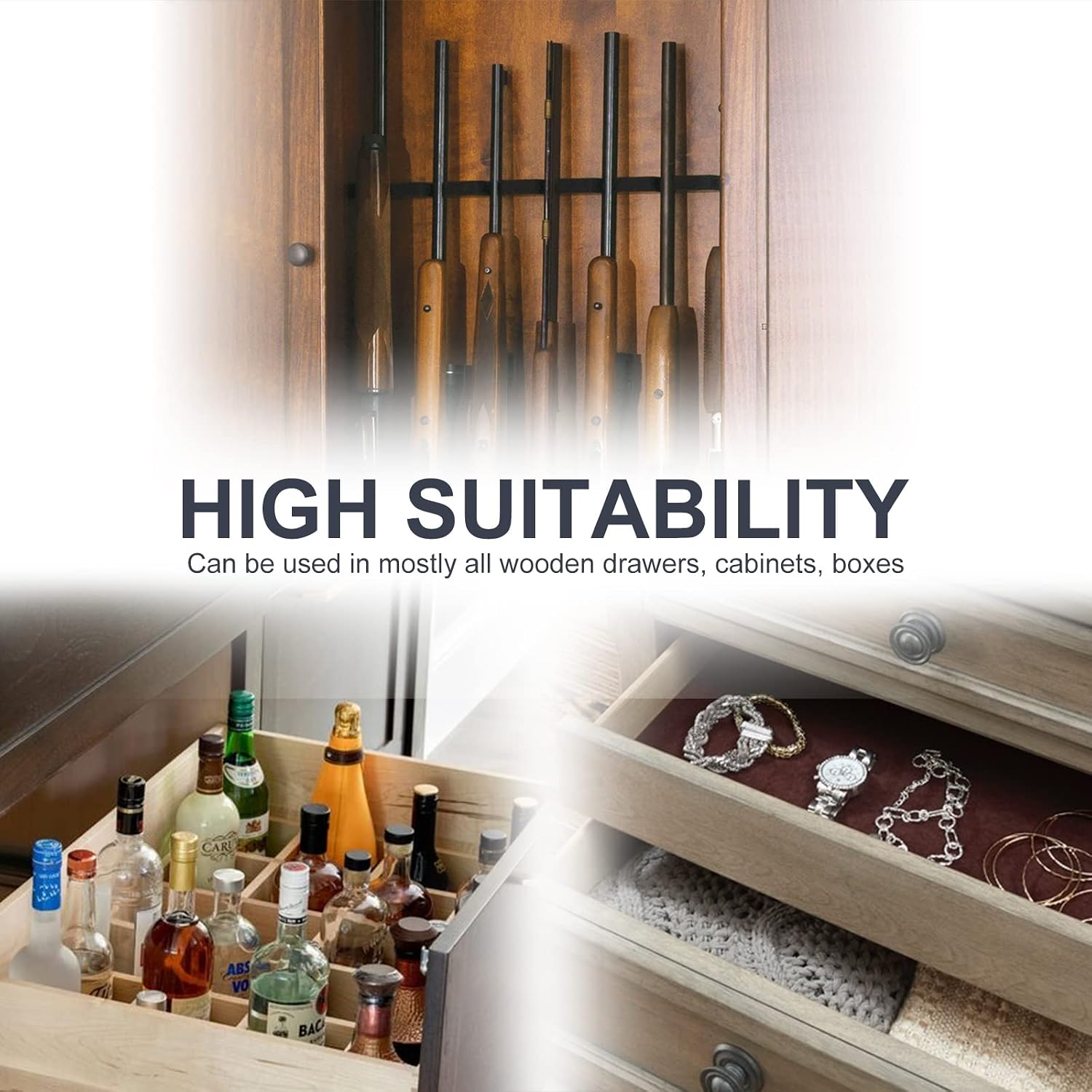 EEOO RFID Cabinet Lock, NFC Supported Hidden Cabinet Lock, RFID Lock for Hidden Gun Cabinet, Wooden Drawer, Cupboard, Box