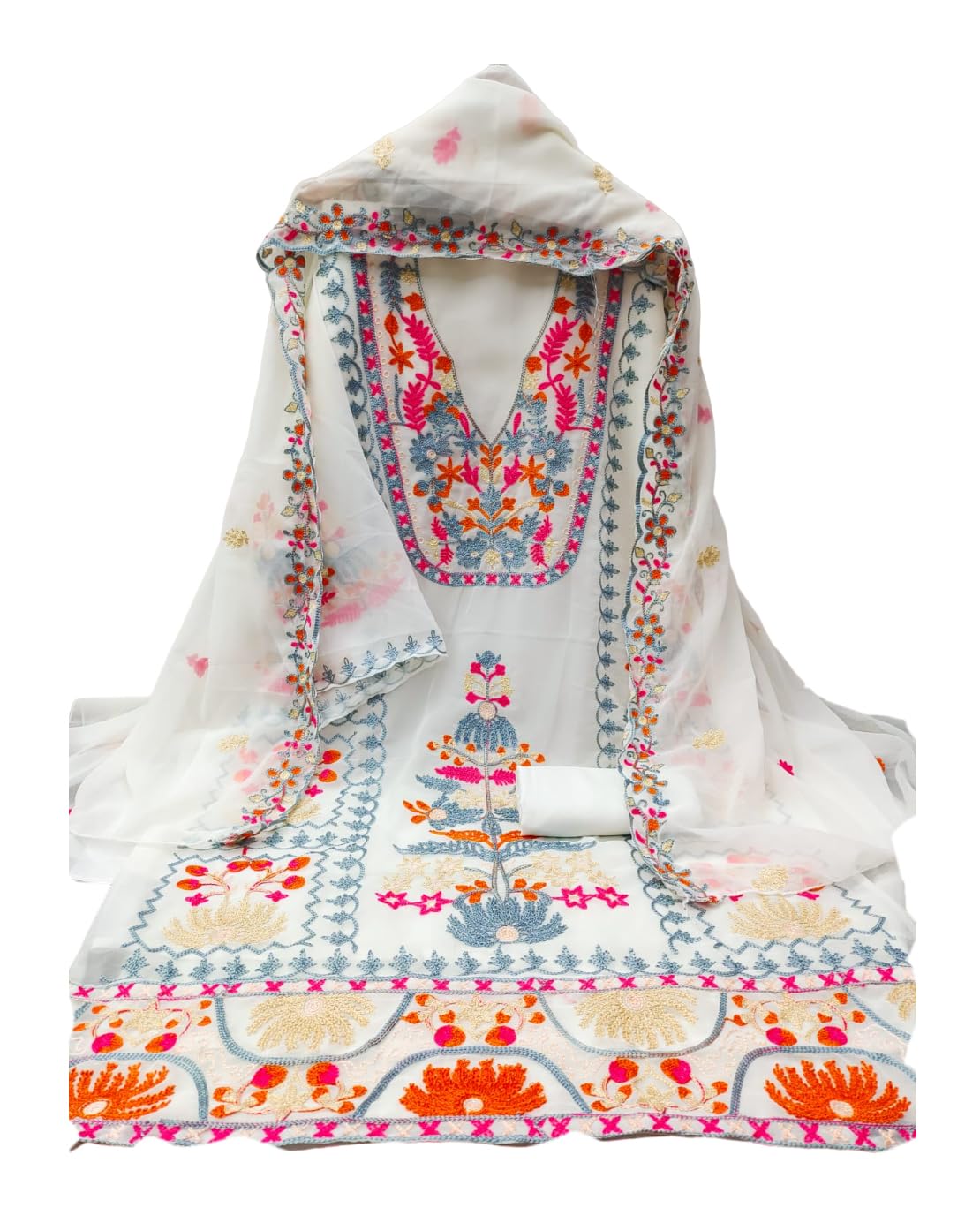 HMP FashionWomen Georgette Embroidery work salwar suit with muilty work jorget dupatta free size unstitch dress material Set