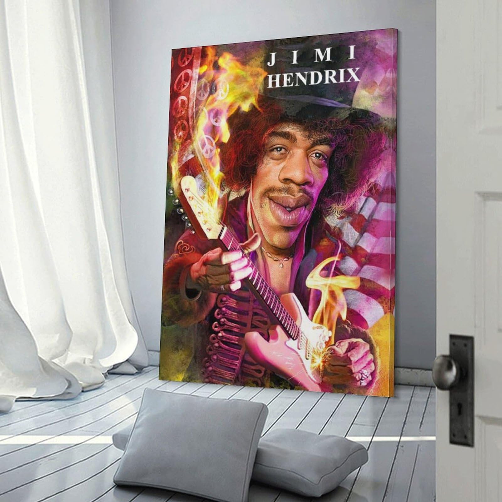 フリー写真画像: サイケデリックなポップアートスタイルでギターを弾く