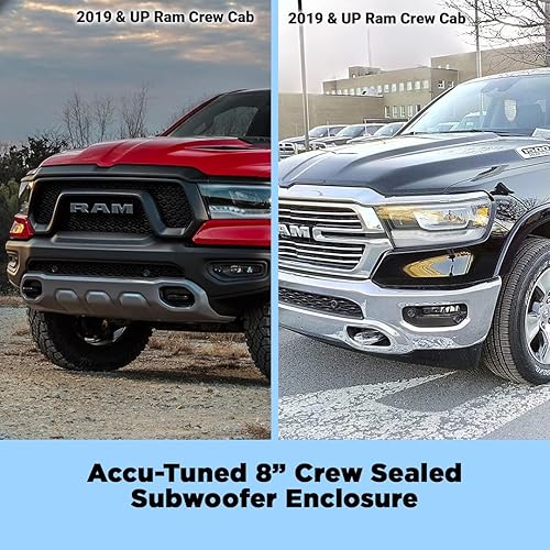 Miniatura 6 de Atrend Accu-Tuned - Caja de subwoofer sellada de 8 pulgadas - 2019 y UP Ram Crew Cab, acabado de alfombra premium, acústica de precisión para una