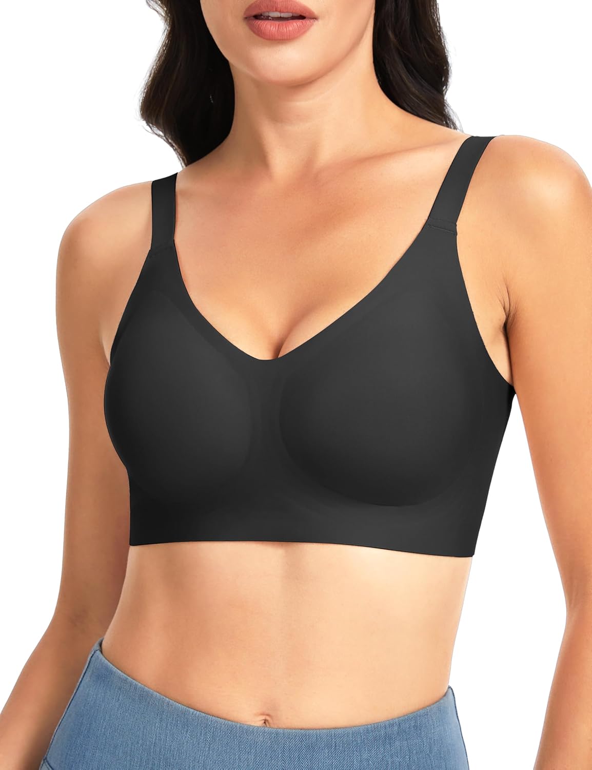 THE GYM PEOPLE Women’s Wireless Seamless Bras Full Coverage Comfortable Bralette Invisible Everyday Tshirt Bra Padded
