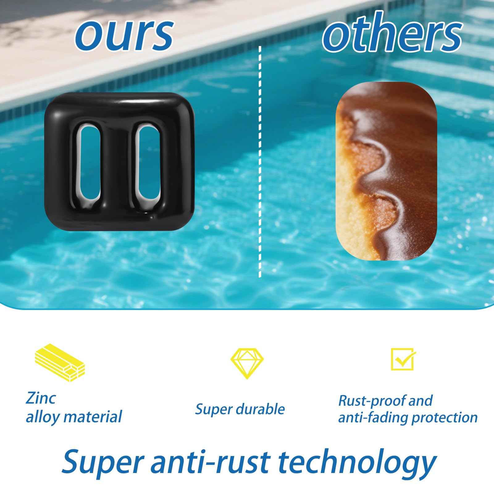 Lyreh 2pcs Ancrages de Rechange pour Fontaine de Piscine, Poids d’Ancrage avec Corde 5 m 150g pour Bouées Flottantes (Noir)