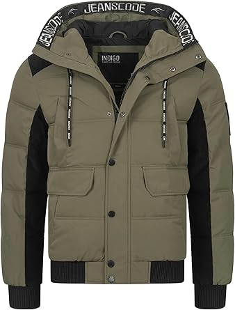 Indicode Heren INJakobe Winter Jacket | Winterjas met capuchon Army XXL