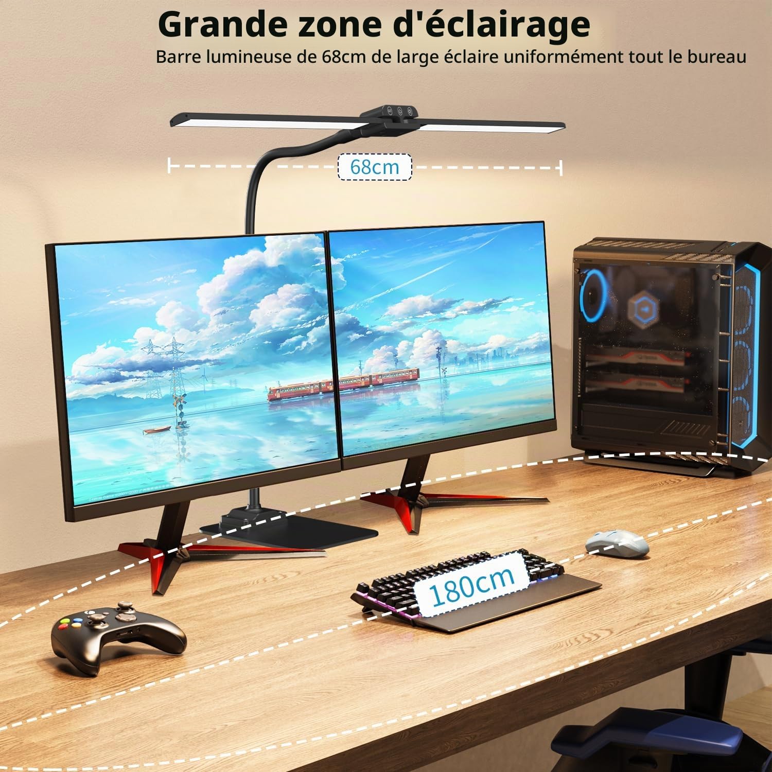 EppieBasic Lampe de Bureau LED Double Tête avec Base Métal