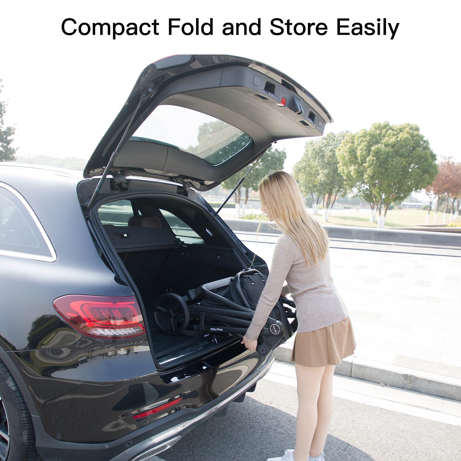 Gromast Cochecito 3 en 1, cochecito convertible para recién nacidos y niños pequeños con asiento reversible, capota con protección UPF 50+ y portavasos - Negro