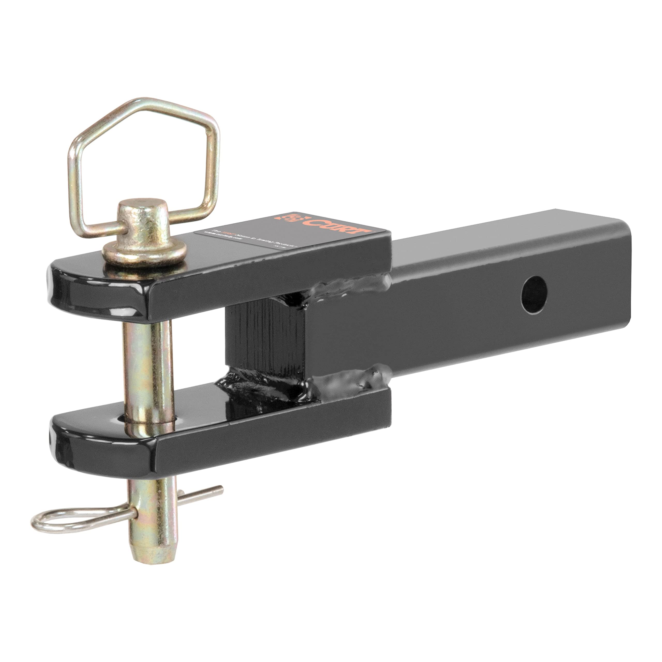 CURT 45821 Clevis Pin Hitch Ball Mount, Fits 2-Inch Receiver, 6,000 lbs, 1-Inch Hole, GLOSS BLACK POWDER COAT