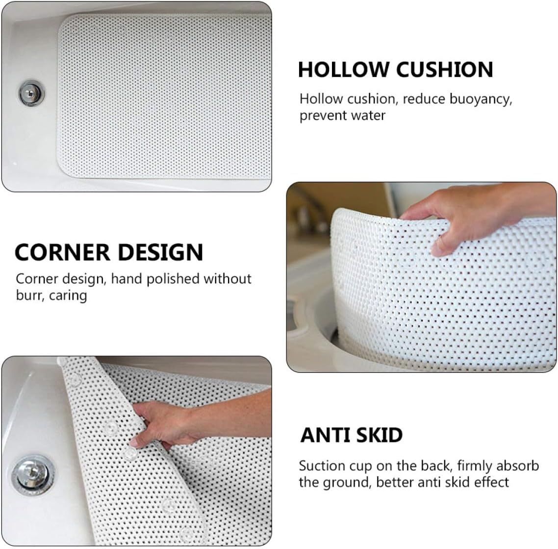 Creative Non-Slip Bathtub Mat Suction Cups Drain Holes Comfortable Shower Pad for Safe Bathing for Boys and Girls Family Bathroom Accessory