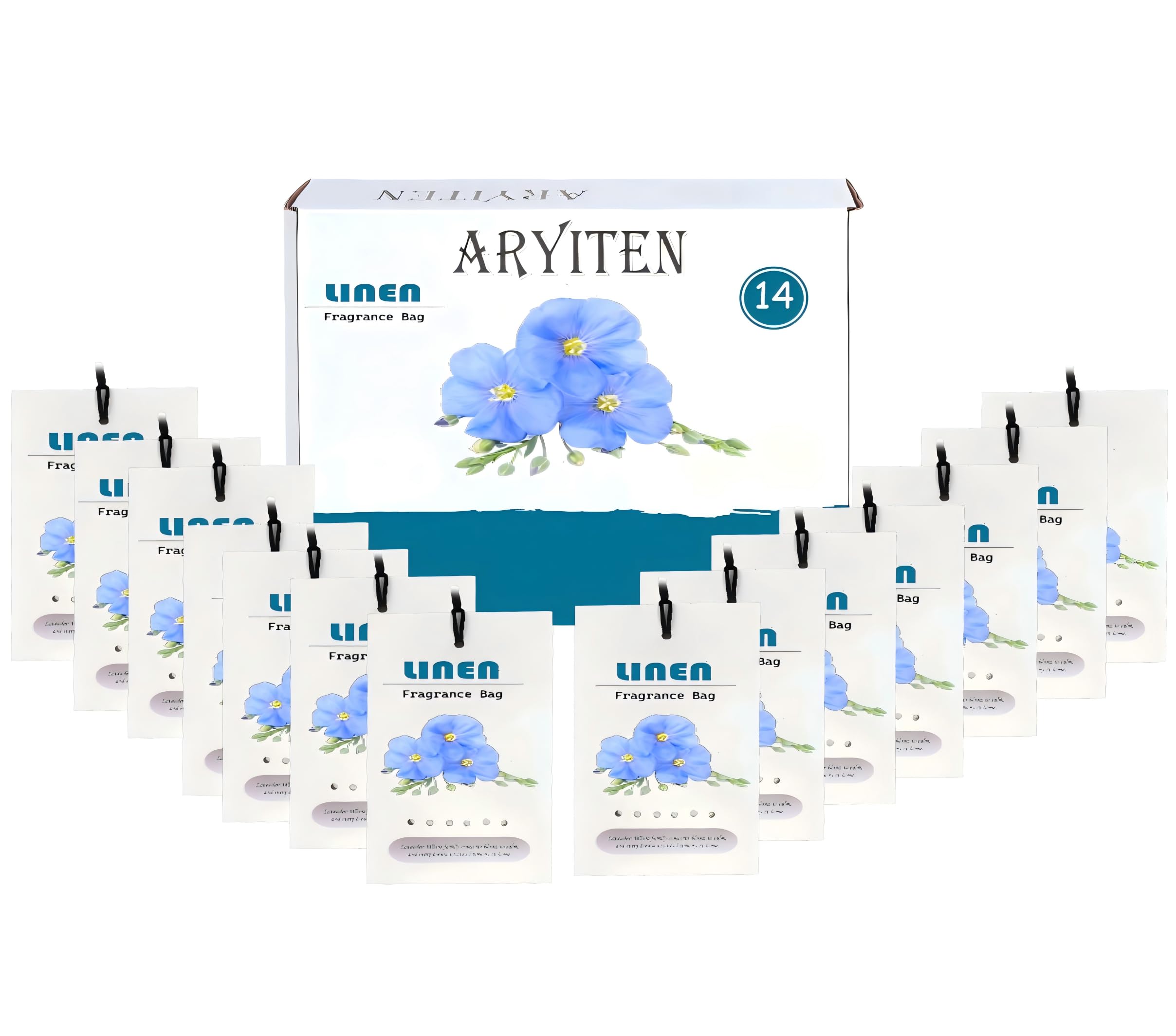 Aryiten 14 Packs Large Linen Scented Sachets for Closet Deodorizer Drawers, Hanging Long Lasting Potpourri Bags Home Fragrance Air Freshener