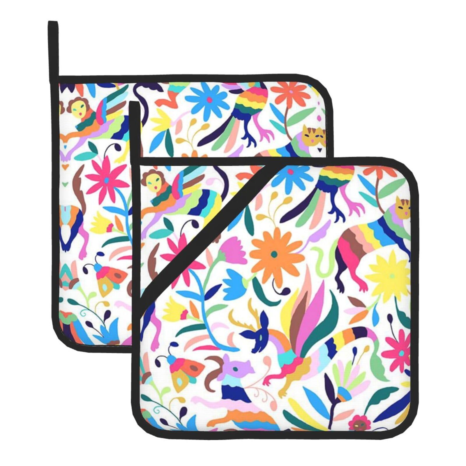 KFRXXZQB 2-Pack Square Pot Holders, Oven Mitts For Baking & Bbq