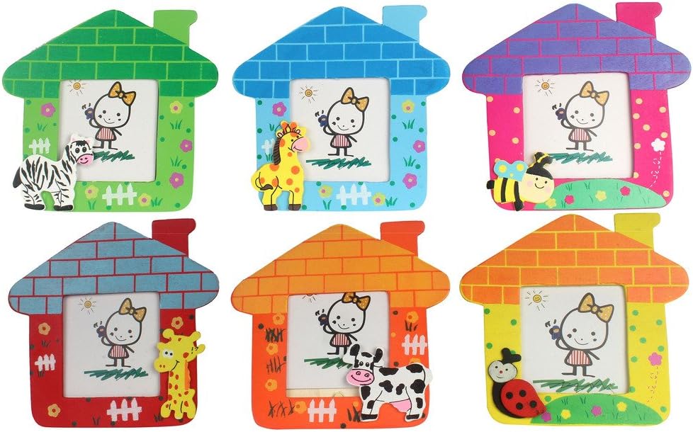 Wooden Hut Shape Photo Frame for Kids - Pack of 6