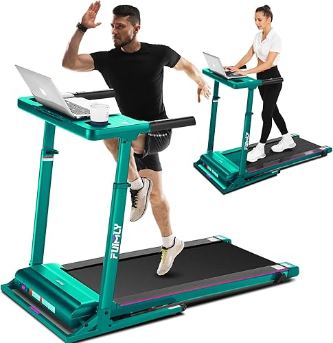 Miniatura 15 de Cinta de correr inclinada al 15% con estación de trabajo de escritorio, motor de 3.5 HP, capacidad de 450 libras, cinta de correr plegable Bluetooth