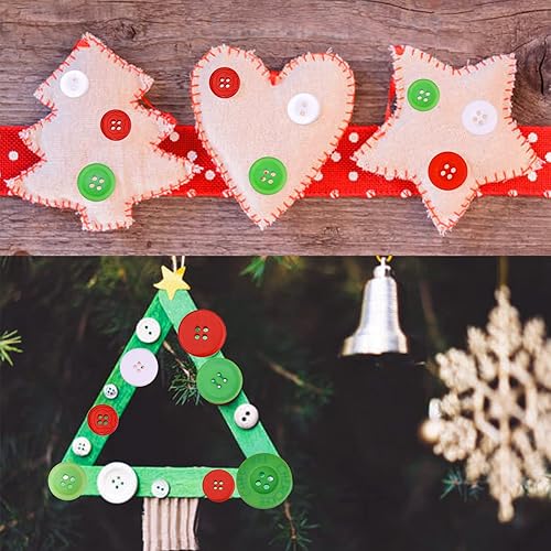 Miniatura 3 de Megoogo 700 botones de resina de Navidad, botones surtidos de 2 y 4 agujeros, manualidades redondas para decoración de fiestas de Navidad, costura,