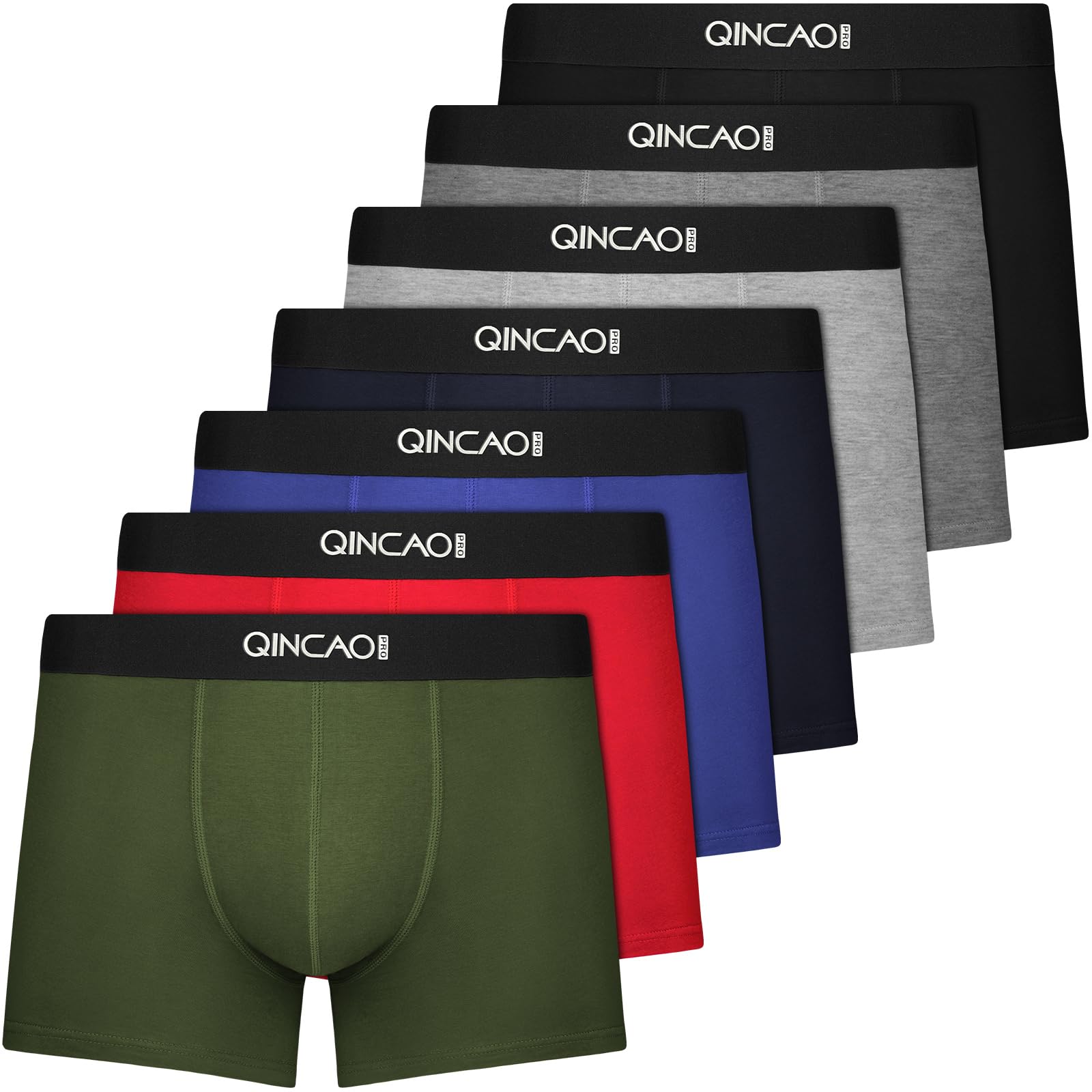 QINCAO Boxershorts Herren 7er Pack aus Baumwolle | Upgrade Unterhosen Männer Geschenkbox-Set | Extra weich, atmungsaktiv & Bequeme Passform