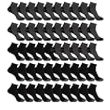 Athletic Ankle Socks for Men and Women, 50 Pairs, Breathable Mesh Fabric, Black