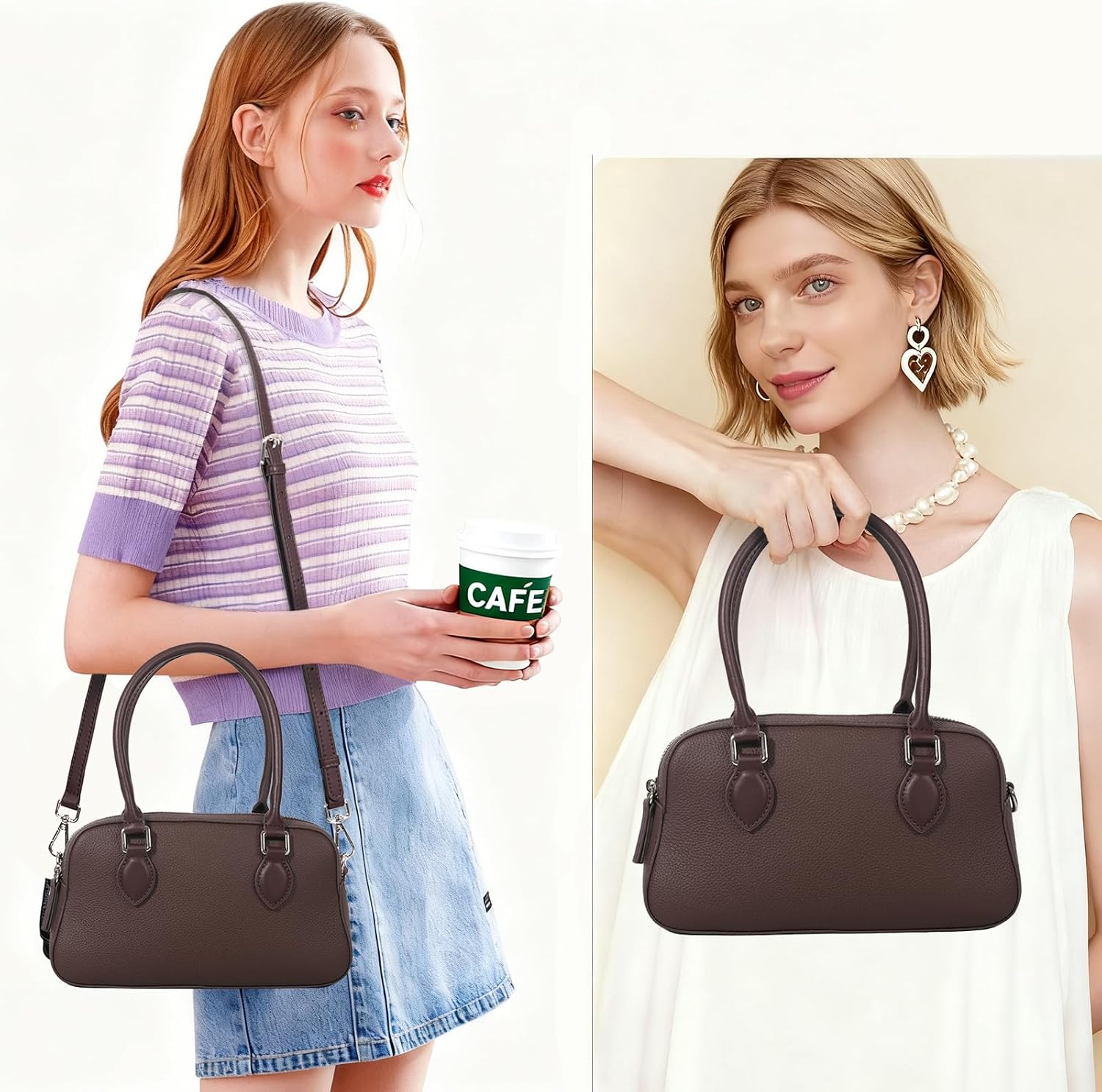 Genuine Leather Handbag for Women, Small Top Handle Satchel Crossbody Purse with Adjustable Strap, for Travel Daily Fashion