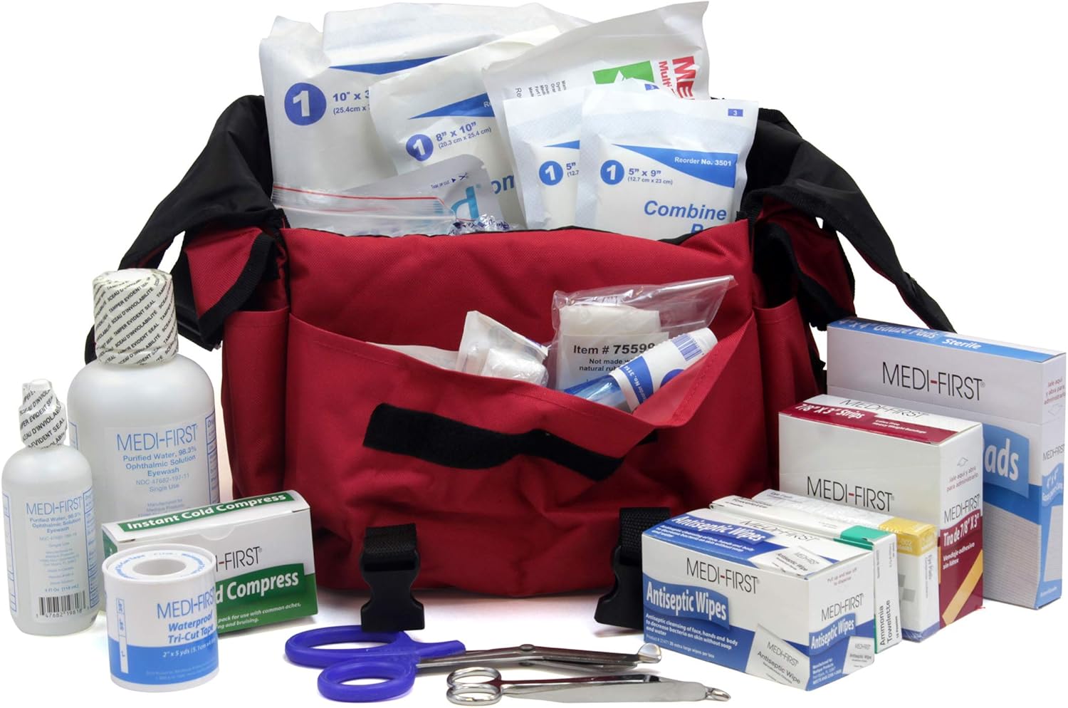 Medique Products 73901 Standard Trauma First Aid Kit, Red