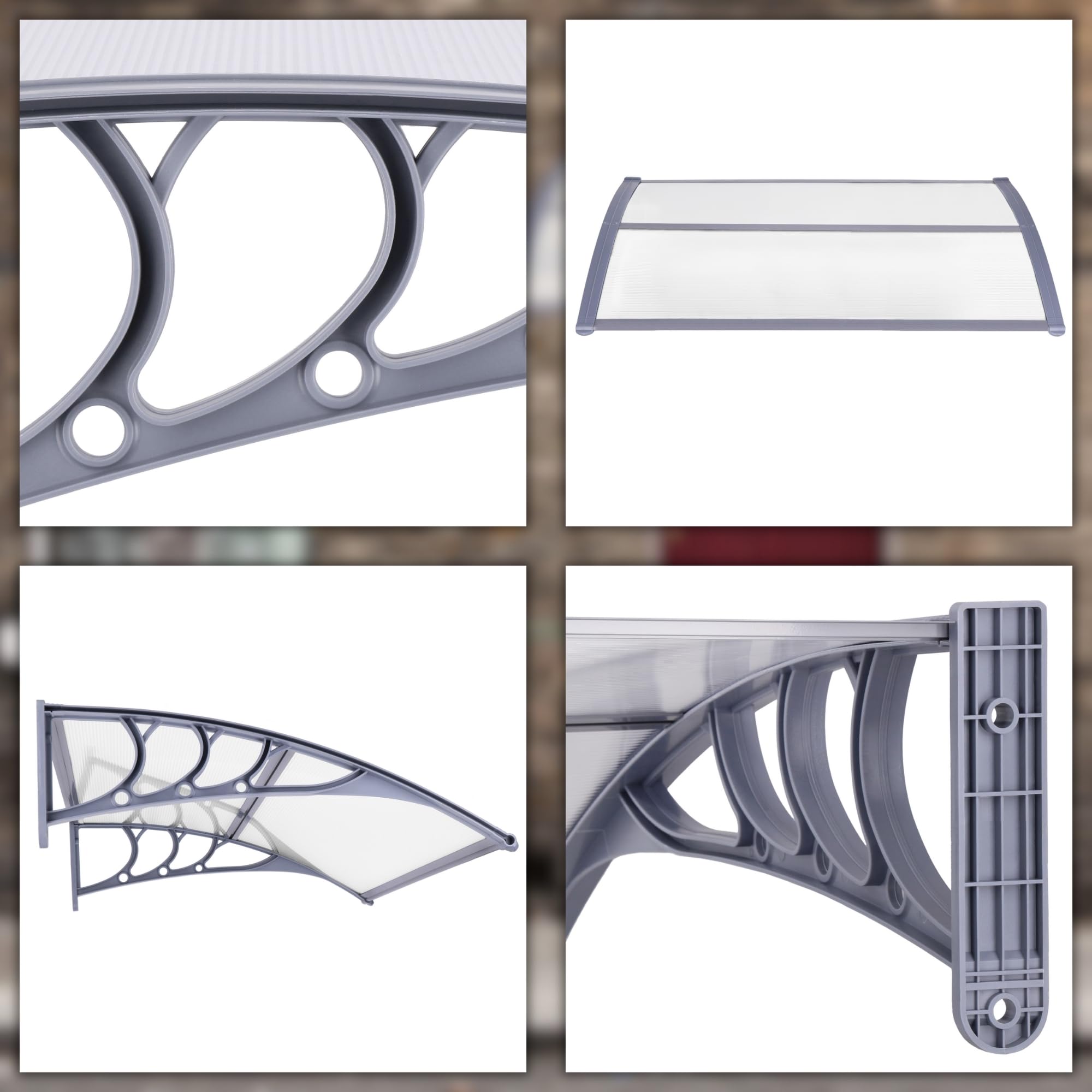 SPRINGOS Tettoia per porta d'ingresso, copertura di protezione per balcone, parapioggia, in alluminio e policarbonato, da 150 x 75 x 23 cm