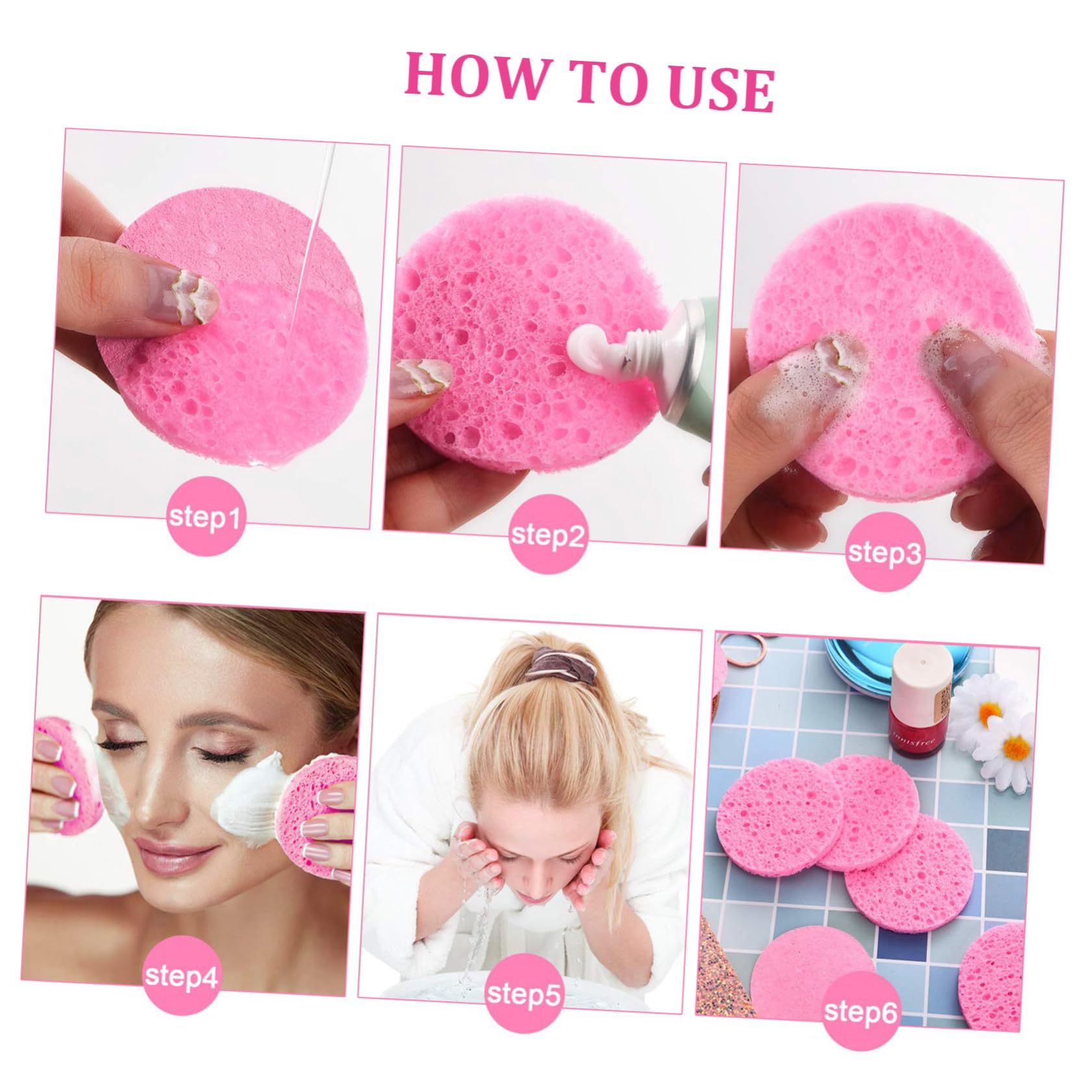 Healeved 100piezas Esponjas Faciales De Celulosa Para Desmaquillar y Limpiar y Efectivas