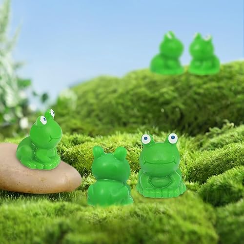 Miniatura 5 de LOUHUA 165 mini ranas de resina verdes para decoración de paisaje, musgo de jardín, pequeñas ranas a granel para manualidades, adornos de jardín,