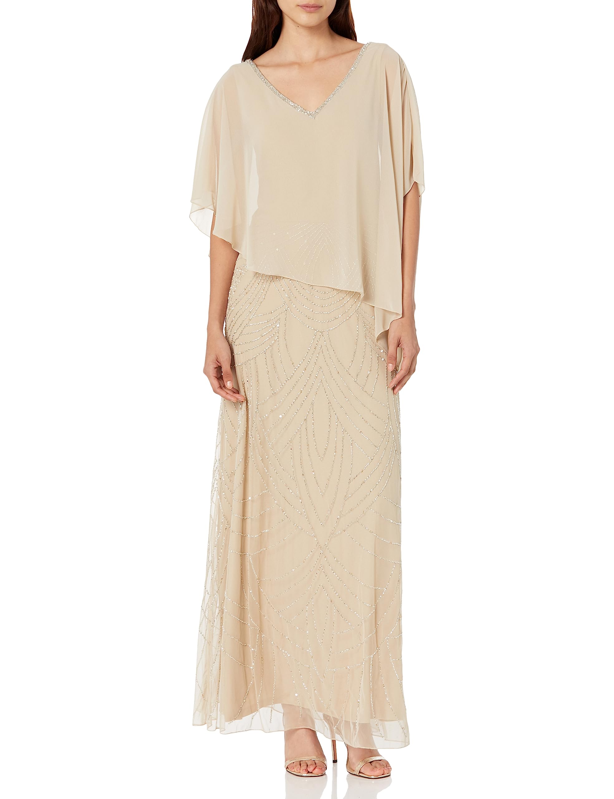J Kara Women's mother of the bride dress, champagne-coloured, 36 :  Amazon.de: Fashion