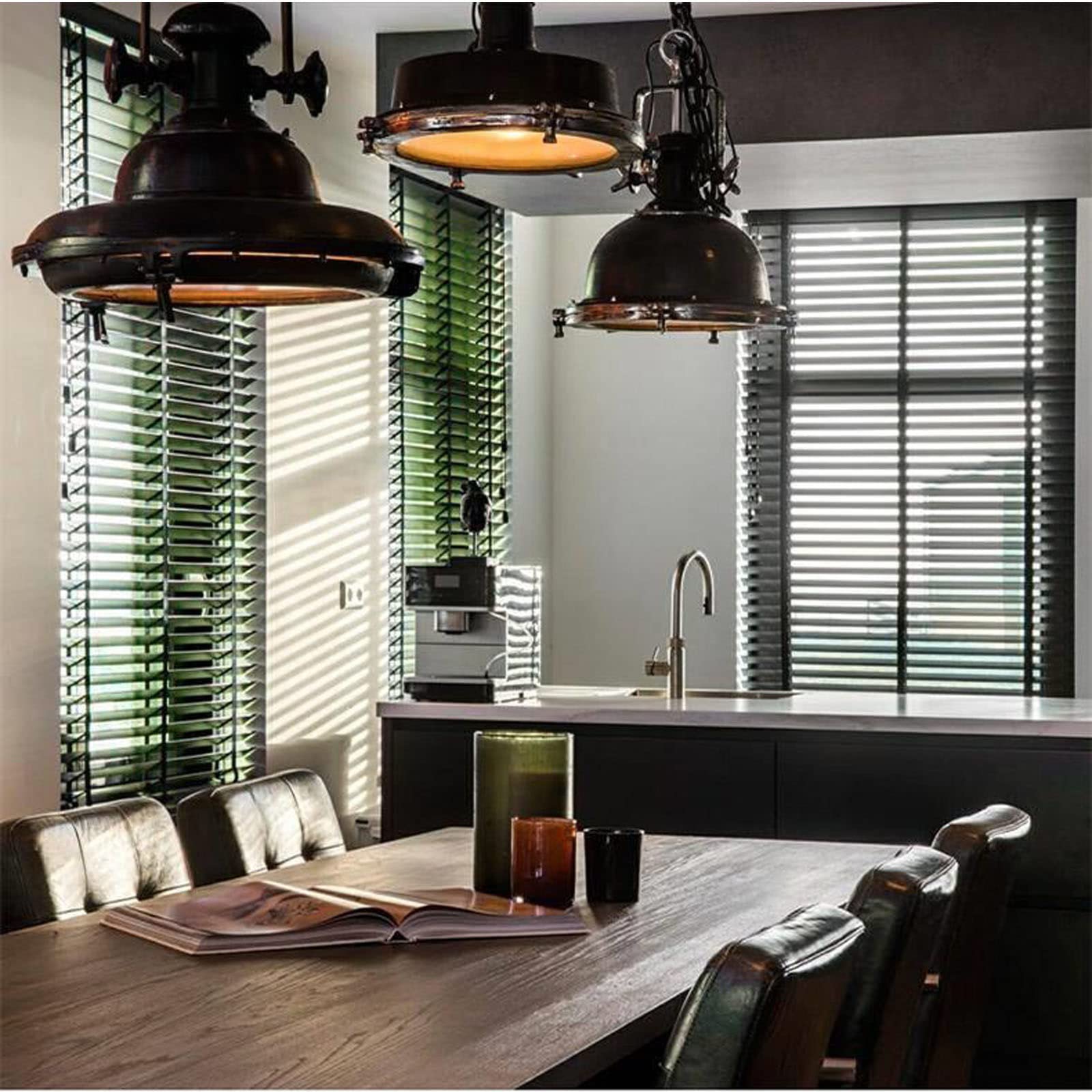 Tende veneziane nere,tende in legno massello naturale,finestra per tende veneziane,tende orizzontali per uso domestico,protezione solare,con lamelle da 50 mm,facili da installare,WxH-90x200cm/35.5x79in