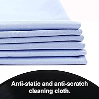 Vista 5 de Paquete de 6 toallas de microfibra antiestáticas de 12 x 12 pulgadas para discos LP, sin pelusas, para vinilo de grabación LP, lentes, pantalla