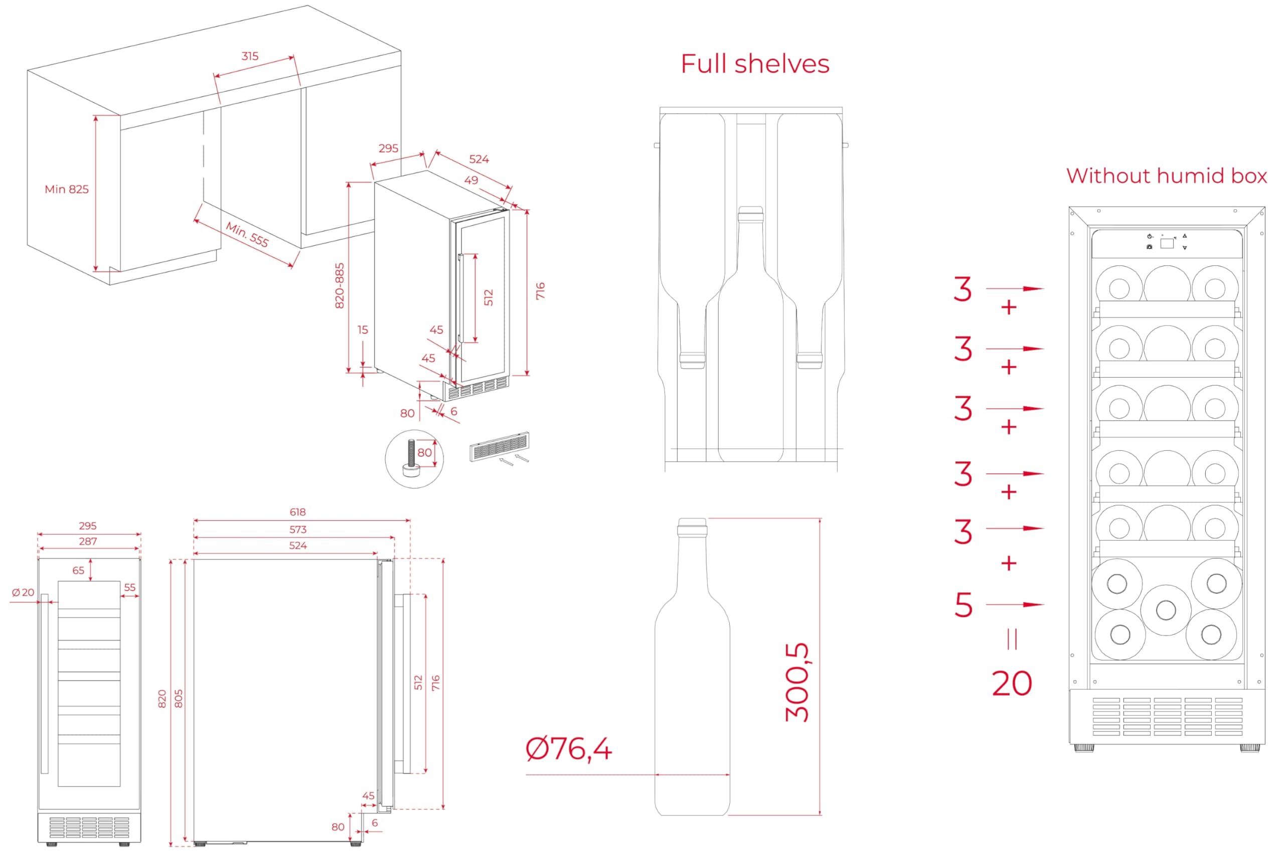 Teka - Vinoteca - Enfriador de vinos independiente con capacidad para 20 botellas y control de temperatura ajustable - Modelo Sommelier RVU 10020 GBK