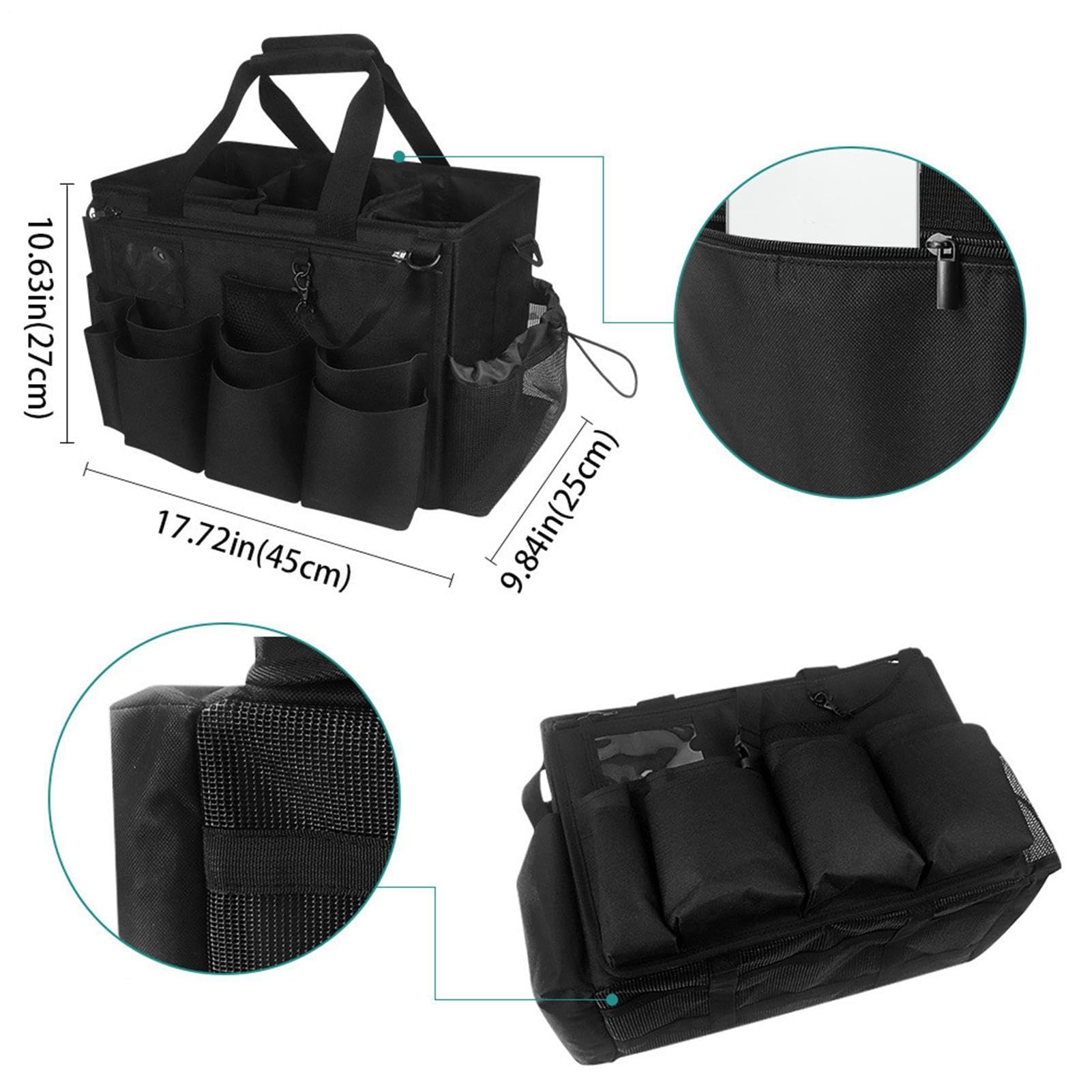 Bolsa de Limpieza Portaherramientas Impermeable Transpirable Malla Asas | Tote De Limpieza Sprays Limpiadores Cepillos Toallas Guantes Baño Cocina Lavado Coche