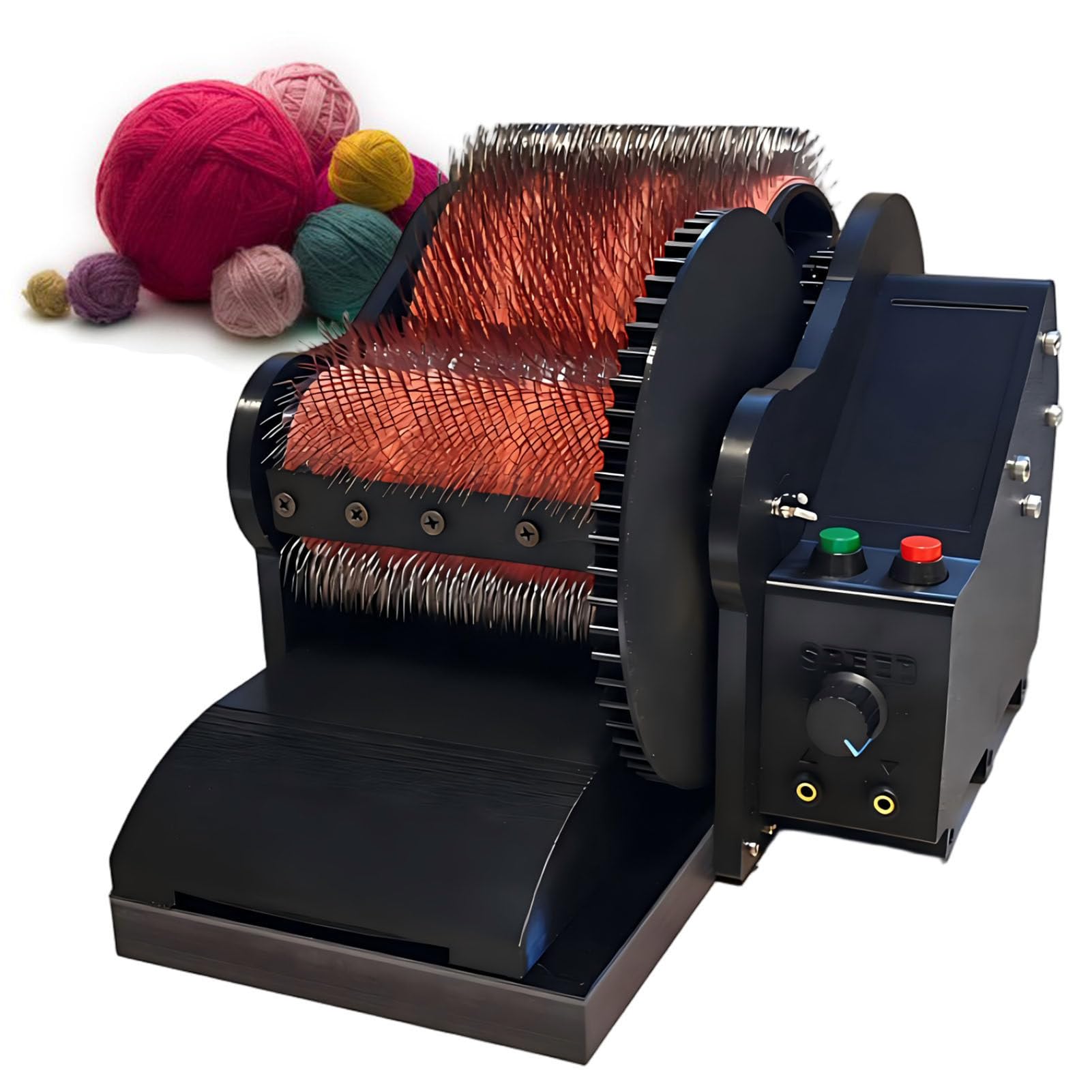 ExoticaBlend Wool Felt Drum Carder, Electric Carding Machine, Remove Fiber Impurities, Fast Color Mixing Combing Spinning, Wool Blending Wheel, External Switch Compatible, with Foot Pedal