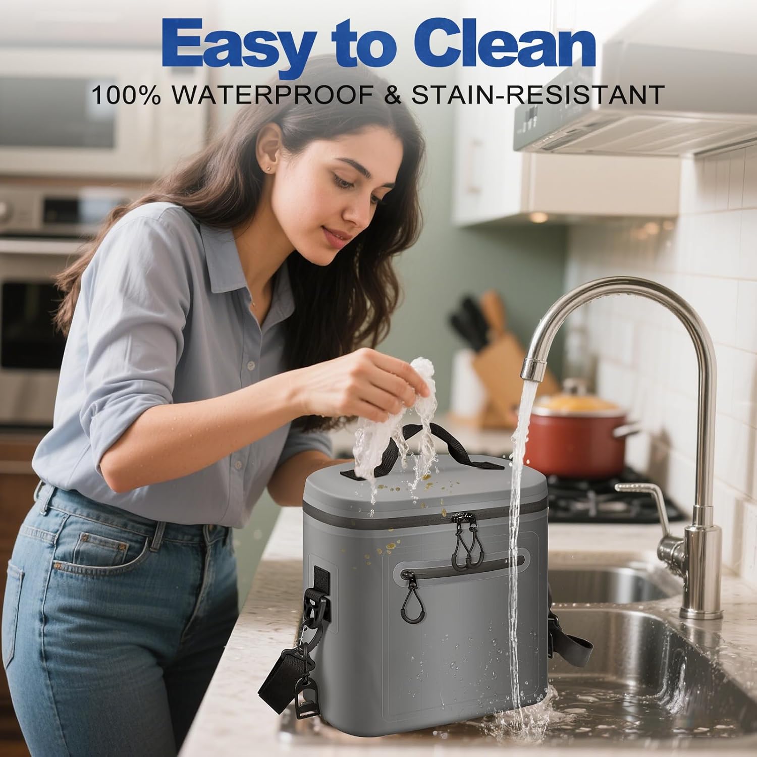 Insulated Cooler Bag, 7/16/30 Can Collapsible with Bottle Opener for Lunch Coolers for Picnic, Beach, Work, Trip - Soft Ice Coolers Bags with Zipper Foldable Portable Stands Upright - Image 6