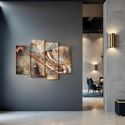 Miniatura 2 de sechars Impresiones artísticas de pared de saxofón, instrumentos musicales, pintura sobre lienzo, póster de jazz enmarcado para el hogar, sala de