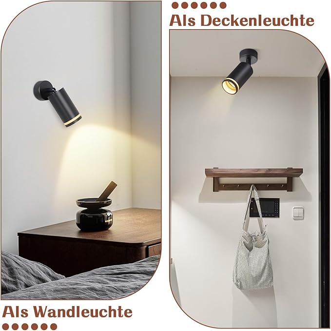 meoaow LED-plafondlamp 1-lamps plafondspot: zwart GU10-spots draaibare wandspots metalen plafondspots voor binnen voor hal keuken woonkamer, zonder gloeilamp photo 3