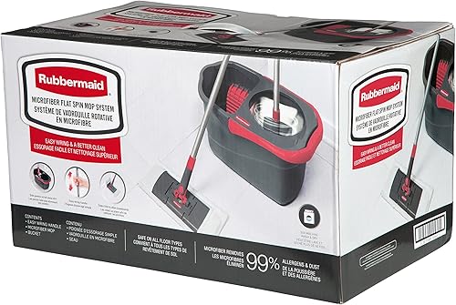 Miniatura 6 de Rubbermaid Sistema de cuidado de suelo de microfibra con cubo de escurridor giratorio plano 2104526 rojo
