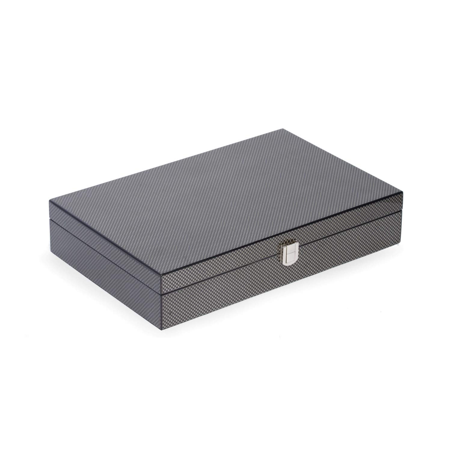 Bey-Berk Luxury Designer Poker Set with Lacquered Carbon Fiber Wood Case and Designer Finish with Playing Cards, 200 11.5 gram Clay Composite Chips, and Poker Dice