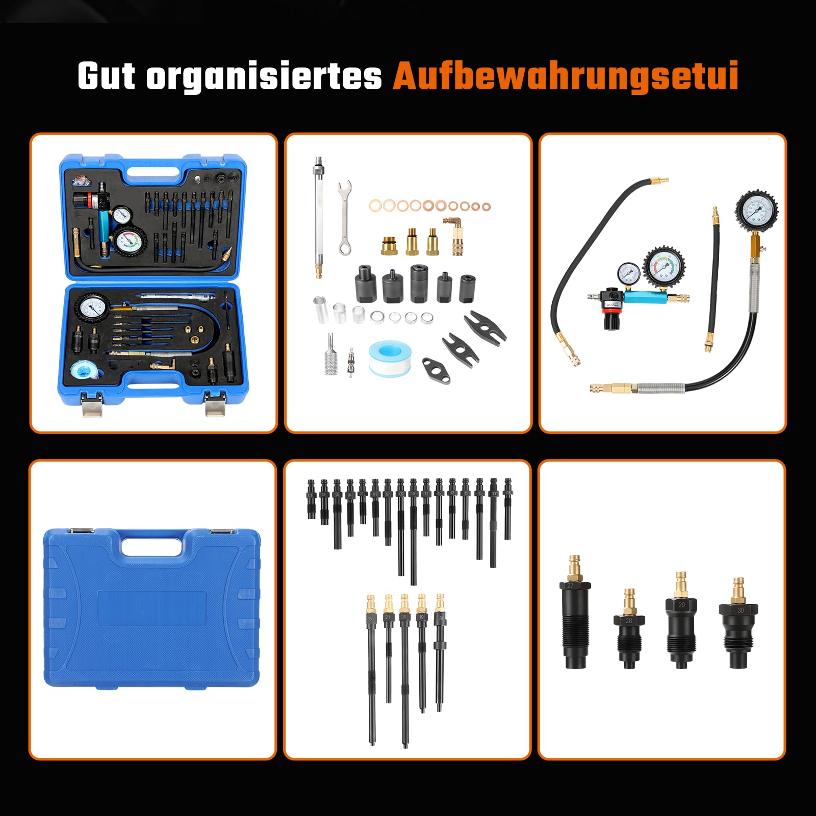 GEARMONSTER Probador de compresión profesional para motores de pérdida de presión, compatible con motores diésel y gasolina, comprobador de pérdida de presión