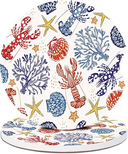 Miniatura 19 de Posavasos para automóvil, diseño de bosque de fantasía, luna llena, paquete de 2 para portavasos absorbentes, inserto antideslizante universal de