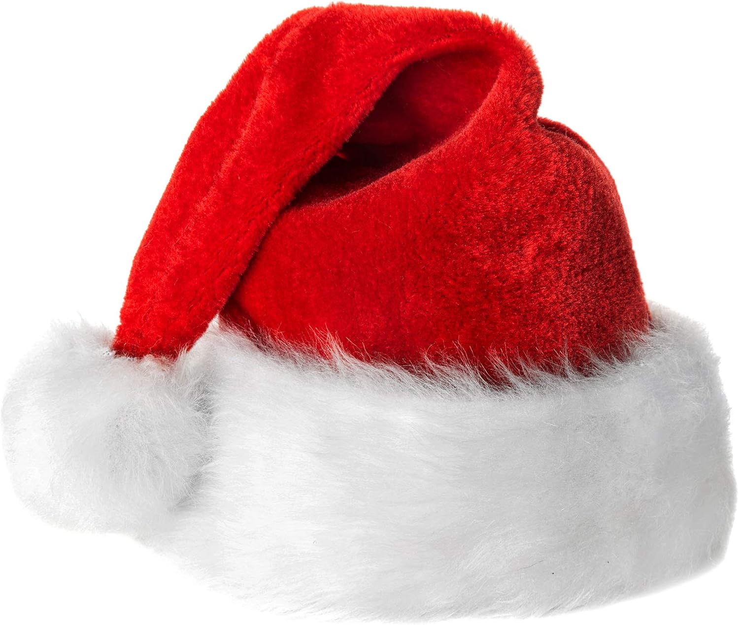 ELCOHO 1 Pack Santa Hat Plush Santa Hat Unisex Velvet Comfort Christmas Hats Extra Thicken Classic Plush for Christmas New Year Festive Holiday Party Supplies