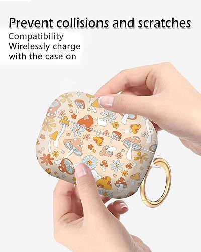 Miniatura 9 de Funda compatible con Airpod Pro de 21 generación con llavero, funda rígida y antideslizante para hombres, mujeres y niñas (beige)