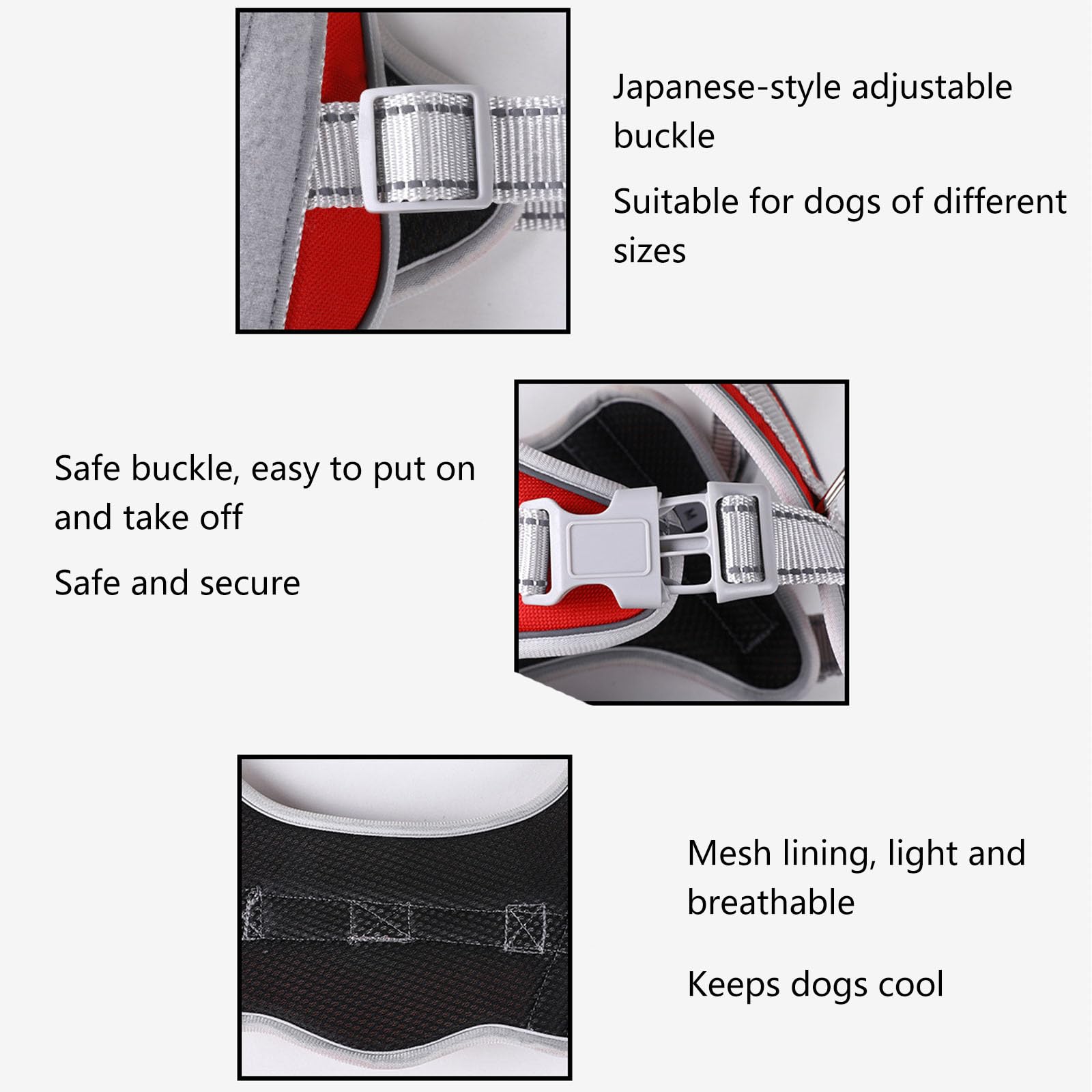 Pettorina per Cani, Imbracatura per Cani da Addestramento Senza Trazione con Maniglia E Guinzaglio per Cani da 5 Piedi, Gilet Regolabile E Riflettente per Animali Domestici,H,M