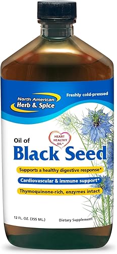 NORTH AMERICAN HERB & SPICE Aceite de semillas negras - 12 onzas líquidas - Soporte digestivo y arterial - Sin OMG - 72 porciones
