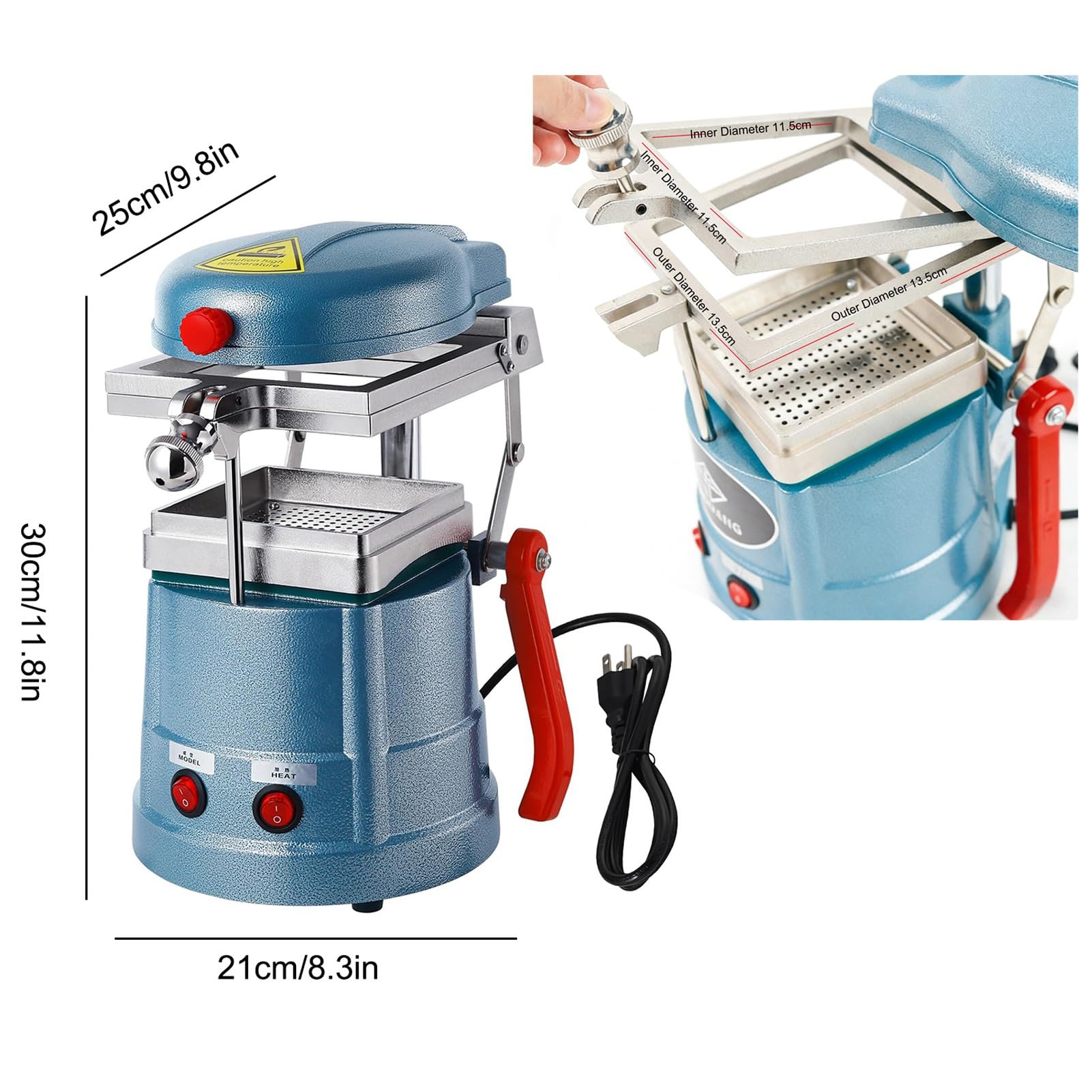 Vakuumformmaschine für Labor/1000W Dental Tiefziehgerät Edelstahl/Symmetrische Heizung/Molding von Gouttieres/Präzisions Laborzubehör/Robust/Effiziente Schienenformung