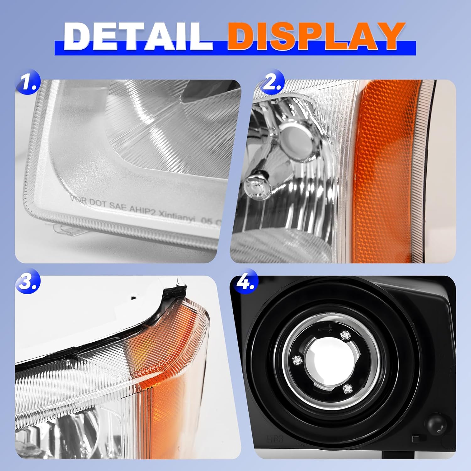 Shocklight Headlights Compatible with 2003 2004 2005 2006 2007 Chevy Silverado1500/2500/3500/1500HD/2500HD,2003 2004 2005 2006 Avalanche 1500/2500 Headlamp Chrome Driver and Passenger Side