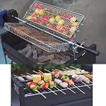 ONLYFIRE GRILLS 2 en 1 Charbon BBQ Kit de rotisserie avec grille 3 Paniers rotatifs et 24" Grille de cuisson, auto pivotante BBQ Poêle pour Patio Backyard Camping RV Tailgating, Grille de barbecue, GS304