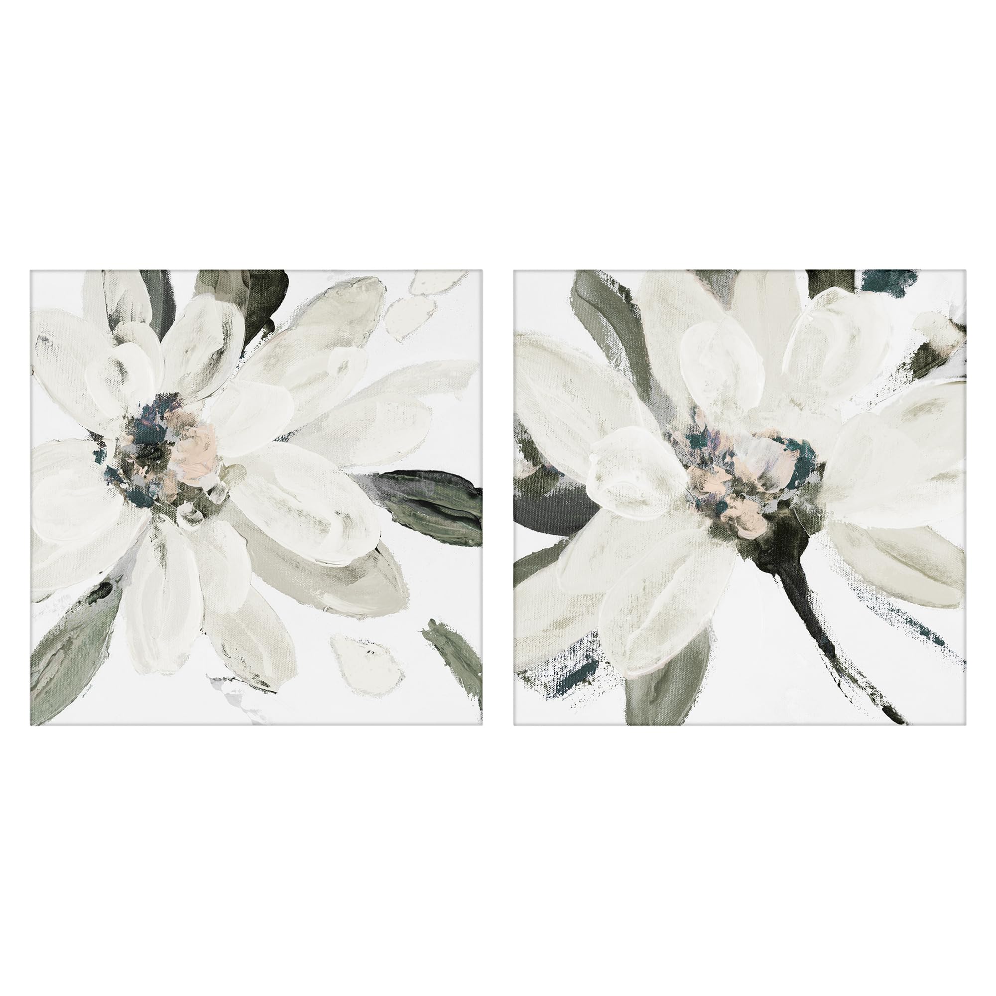 Stupell Industries French Country White Flowers Brushstrokes 'Naturally Blooming White Flowers'| 2Pc Canvas Art Set 2