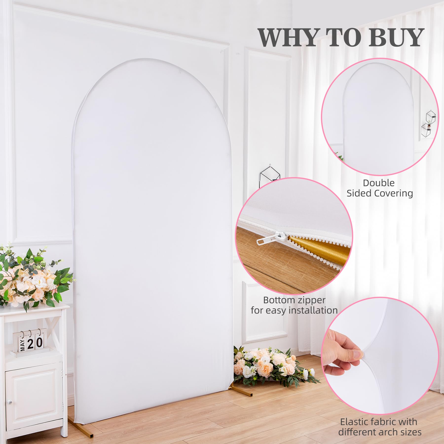 Bogen-Hintergrundabdeckungen 2er-Set – 1,8m & 2,2m, Spandex, Für Hochzeiten & Partys