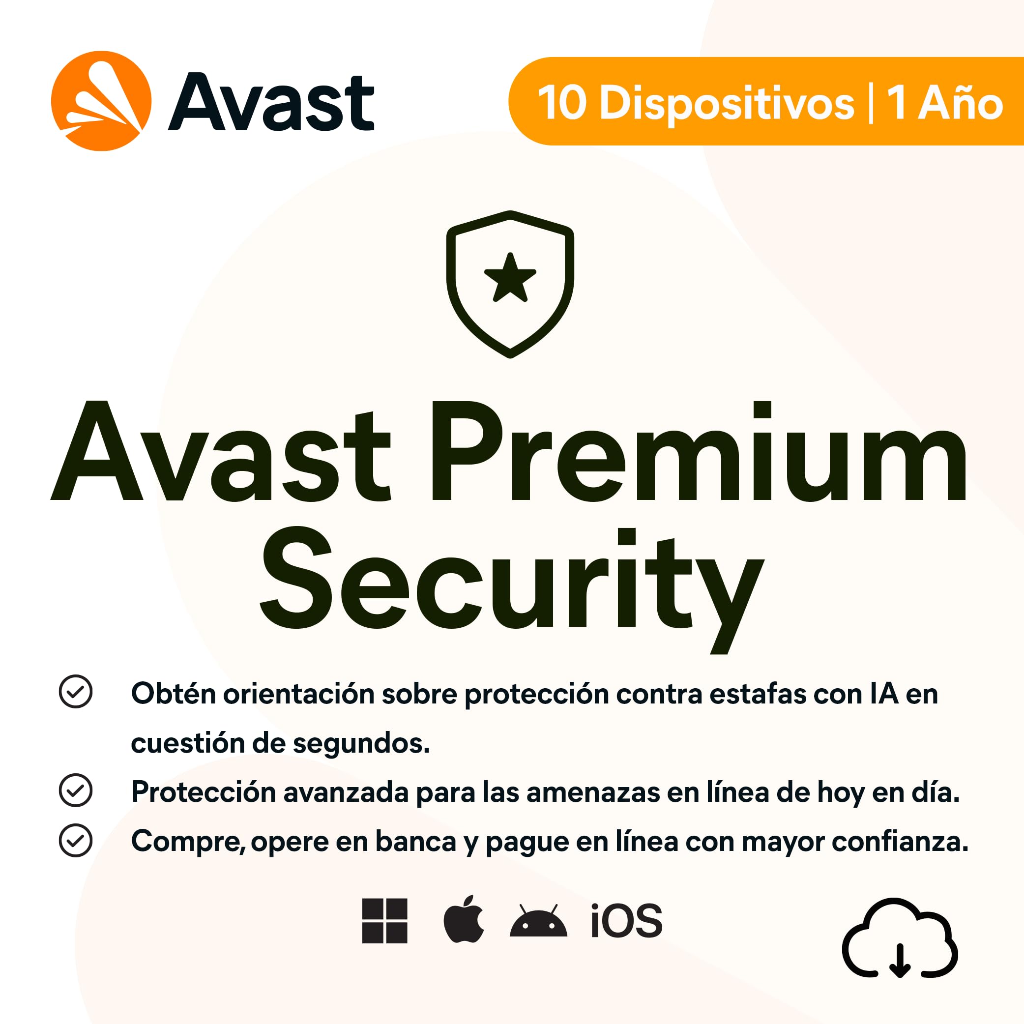 Avast Premium Security 2026 | Antivirus 10 Dispositivos | 1 Año | Descarga digital