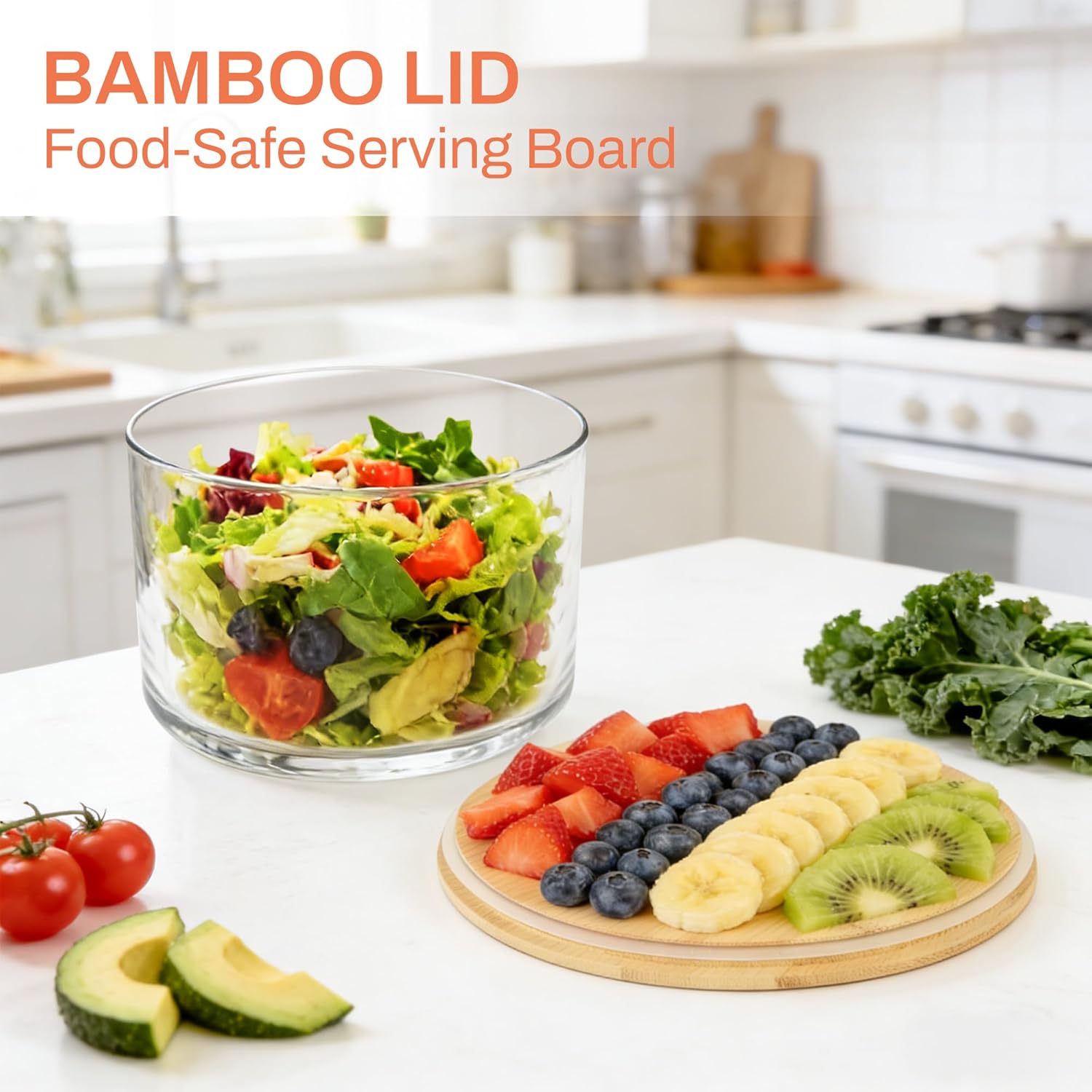 155oz Large Trifle Bowl with Lid, Modern Design Clear Glass for Salads, Dessert, Fruit, and Party Displays, 2025 Thickened Version