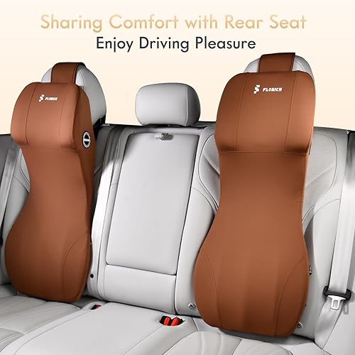 Miniatura 7 de FLORICH Soporte lumbar para asiento de automóvil con almohada para reposacabezas, almohada lumbar de espuma viscoelástica, cojín de apoyo de espalda