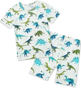 babee Reshinee Bamboo Viscose Toddler Boys Pajamas Set, Short Sleeve Kids