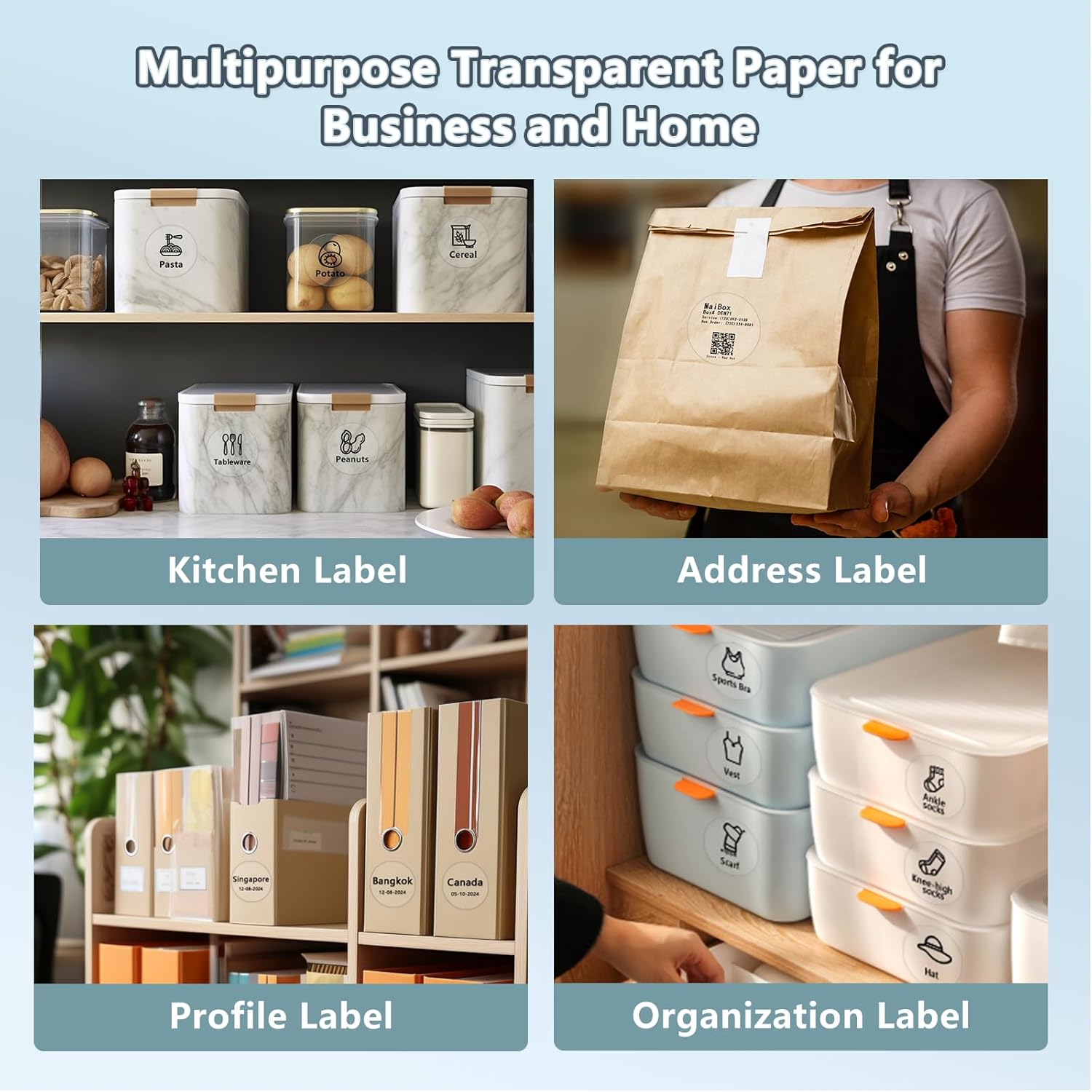 Phomemo Transparent Thermal Labels, Round, Self-Adhesive, 1.57"x1.57" (40x40mm), Clear, 180 Labels/Roll - Image 5